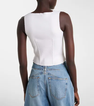 Alaïa Ribbed-knit Wool-blend Bustier In White