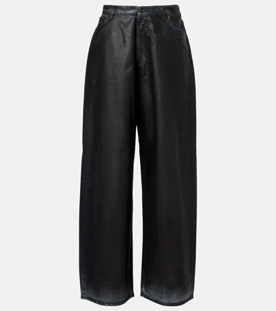 Acne Studios 2023 Mid-rise Wide-leg Coated Jeans In Black