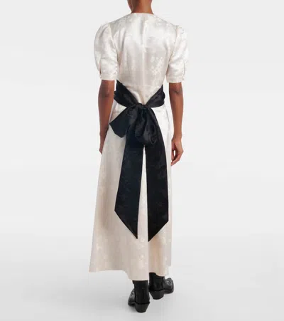 Gabriela Hearst Larkin Belted Floral-jacquard Silk-satin Maxi Dress In Neutral