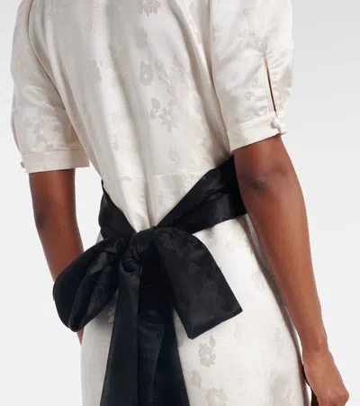 Gabriela Hearst Larkin Belted Floral-jacquard Silk-satin Maxi Dress In Neutral