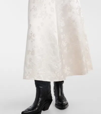 Gabriela Hearst Larkin Belted Floral-jacquard Silk-satin Maxi Dress In Neutral