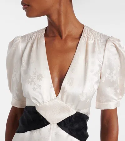 Gabriela Hearst Larkin Belted Floral-jacquard Silk-satin Maxi Dress In Neutral