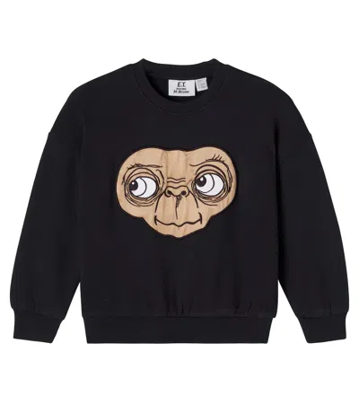 Mini Rodini E. T. Patch-applique Cotton Sweatshirt In Black