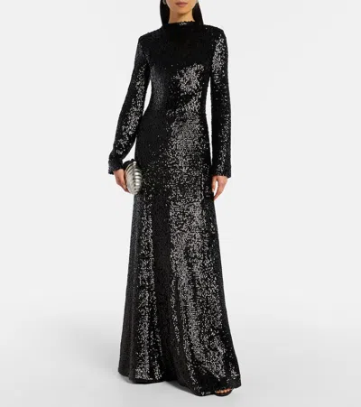Simkhai Beatrice Sequined Gown In Black