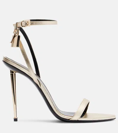 Tom Ford Padlock Naked Metallic Pointy Toe Sandal In Gold