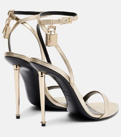 Tom Ford Padlock Naked Metallic Pointy Toe Sandal In Gold