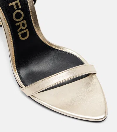 Tom Ford Padlock Naked Metallic Pointy Toe Sandal In Gold