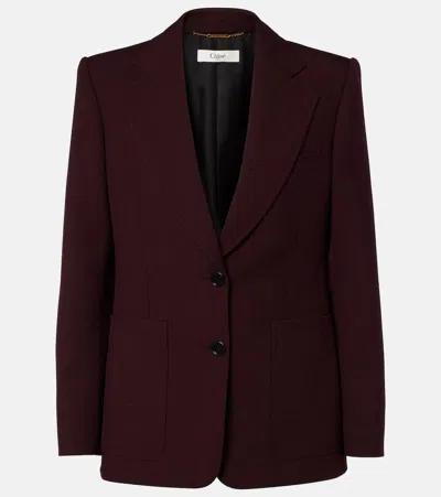 Chloé Suits Sigle Breasted Blazer Jackets Bordeaux In Burgundy