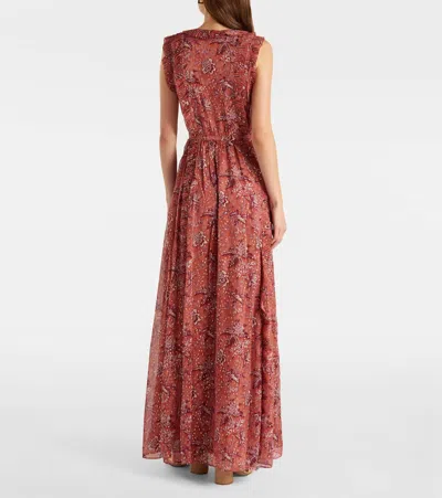 Ulla Johnson Aida Ruffled Silk-blend Chiffon Maxi Dress In Red