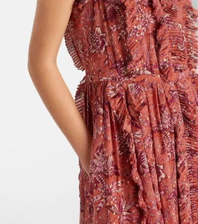 Ulla Johnson Aida Ruffled Silk-blend Chiffon Maxi Dress In Red