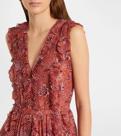 Ulla Johnson Aida Ruffled Silk-blend Chiffon Maxi Dress In Red