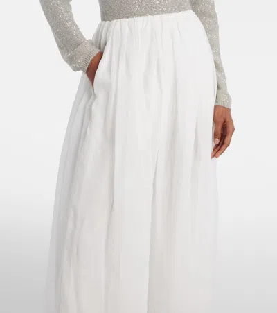 Brunello Cucinelli Cotton And Tulle Midi Skirt In White