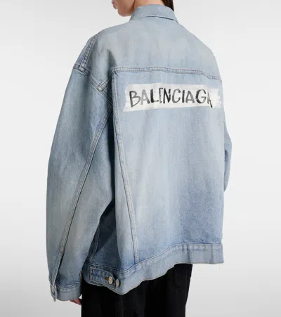 Balenciaga Collared Regular Jacket Long Sleeves Pockets In Blue