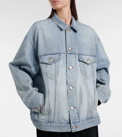 Balenciaga Collared Regular Jacket Long Sleeves Pockets In Blue