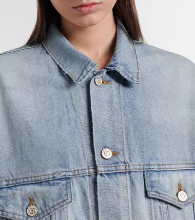 Balenciaga Collared Regular Jacket Long Sleeves Pockets In Blue