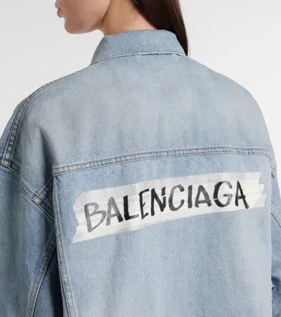 Balenciaga Collared Regular Jacket Long Sleeves Pockets In Blue