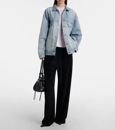 Balenciaga Collared Regular Jacket Long Sleeves Pockets In Blue