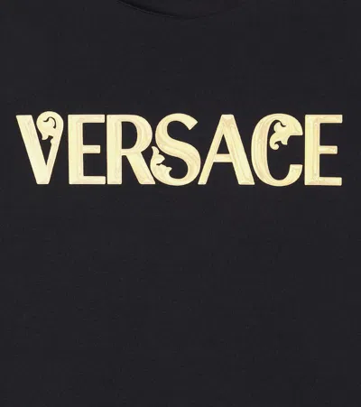 Versace Logo Jersey Dress In Black
