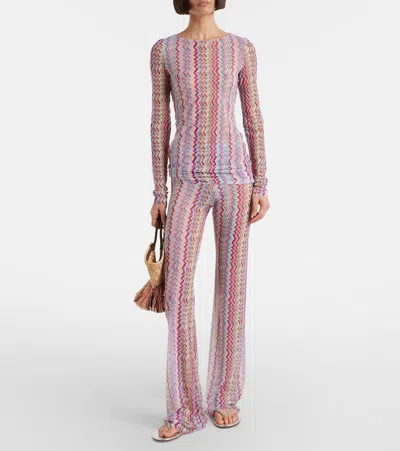 Missoni Zigzag High-rise Slim Pants In Pink