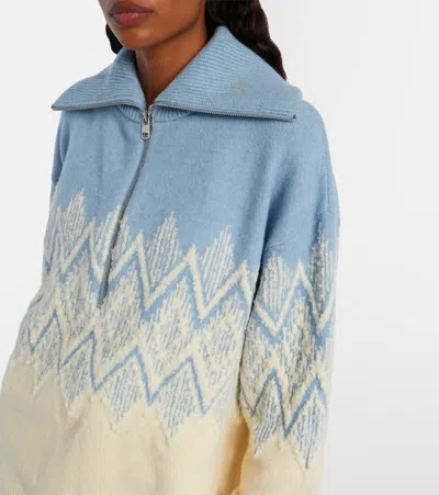 Varley Hedda Fair Isle Half Zip Pullover Ashley Blue In Blue