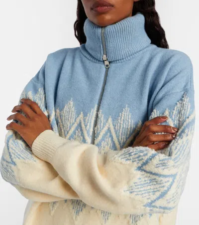 Varley Hedda Fair Isle Half Zip Pullover Ashley Blue In Blue