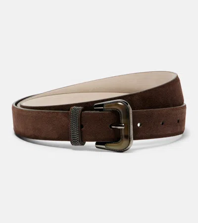 Brunello Cucinelli Monili Suede Belt