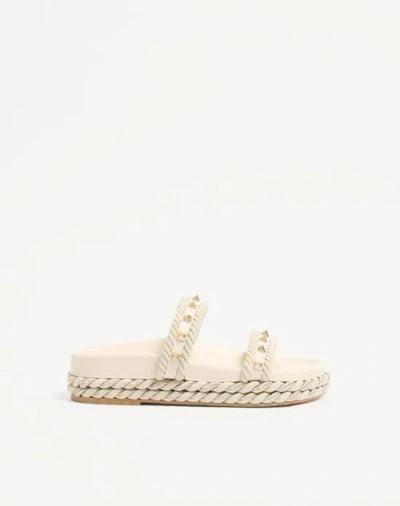 Valentino Garavani Rockstud Slide Sandal In Calfskin 20mm Woman Light Ivory 41 In White