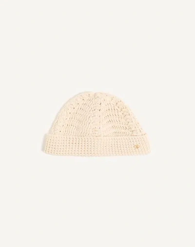 Valentino Garavani Cotton Beanie Hat Woman Birch Uni In Brown
