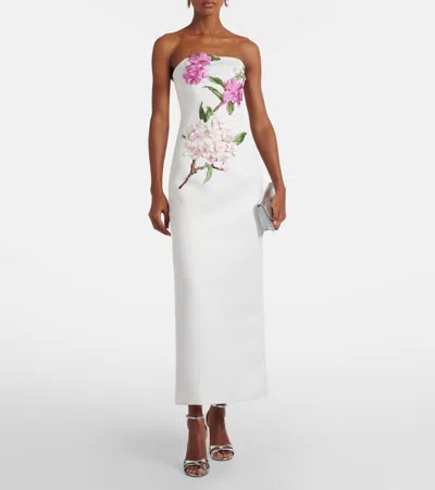 Leo Lin Rayna Floral-applique Bustier Dress In White