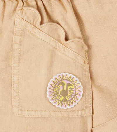 Zimmermann Wanderlust Embroidered Scalloped Denim Shorts In Neutral