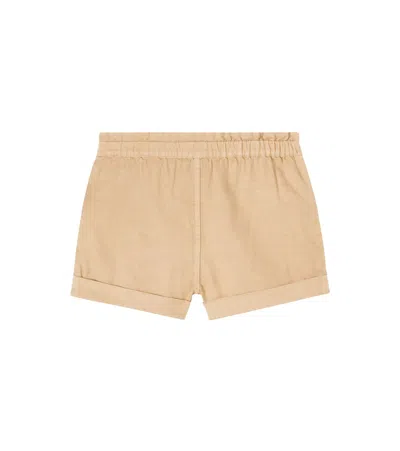 Zimmermann Wanderlust Embroidered Scalloped Denim Shorts In Neutral