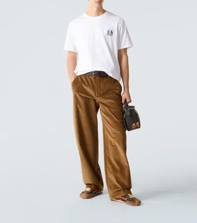 Loewe Slim-fit Logo-embroidered Cotton-jersey T-shirt In White