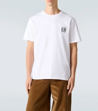 Loewe Slim-fit Logo-embroidered Cotton-jersey T-shirt In White