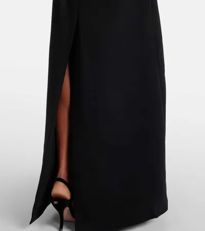 Carolina Herrera Embellished Bow Shoulder Column Gown In Black