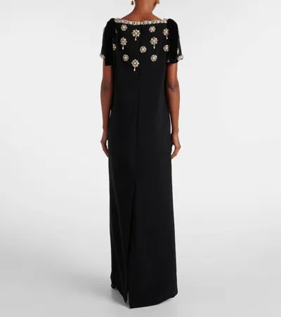 Carolina Herrera Embellished Bow Shoulder Column Gown In Black