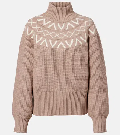 Varley Marcie Ribbed-knit Turtleneck Sweater In Brown