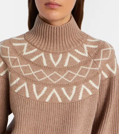 Varley Marcie Ribbed-knit Turtleneck Sweater In Brown