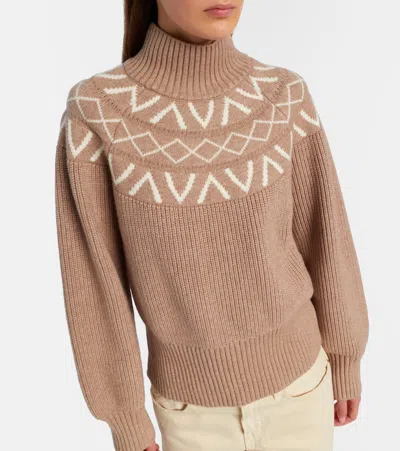 Varley Marcie Ribbed-knit Turtleneck Sweater In Brown