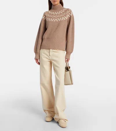 Varley Marcie Ribbed-knit Turtleneck Sweater In Brown