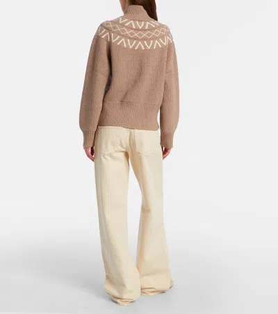 Varley Marcie Ribbed-knit Turtleneck Sweater In Brown