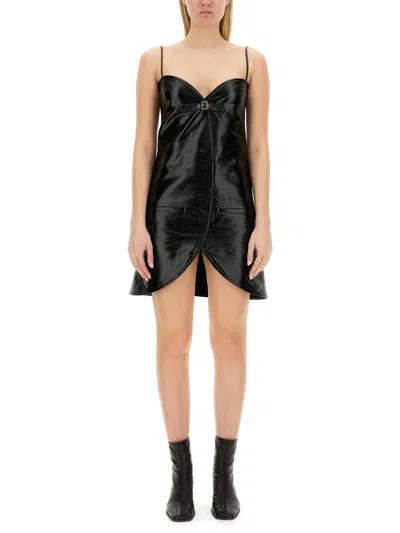 Courrèges Courreges Vinyl Ellipse Mini Sleeveless Dress In Black