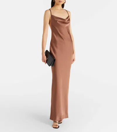 Rotate Birger Christensen Satin Gown In Brown