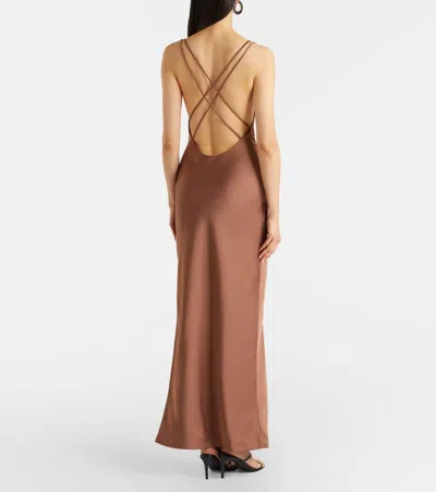 Rotate Birger Christensen Satin Gown In Brown