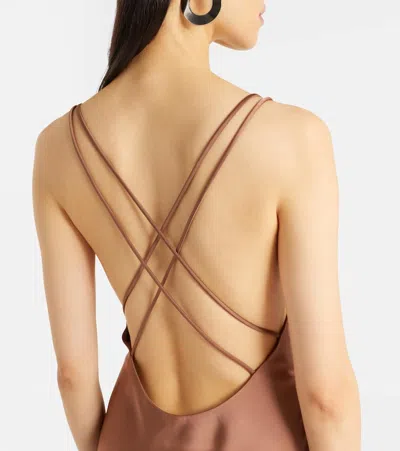 Rotate Birger Christensen Satin Gown In Brown