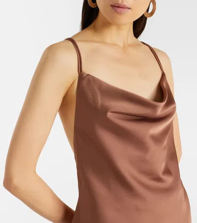 Rotate Birger Christensen Satin Gown In Brown