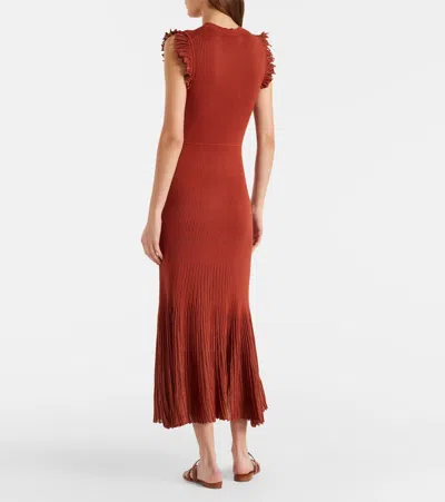Ulla Johnson Noelle Knitted Lame Midi Dress In Burgundy