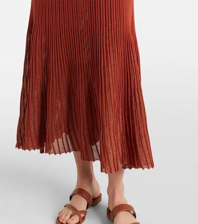 Ulla Johnson Noelle Knitted Lame Midi Dress In Burgundy