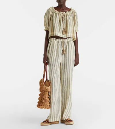 Ulla Johnson Josephine Striped Cotton Wide-leg Pants In Multi