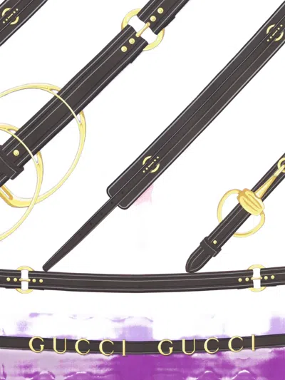 Gucci Printed Twill Scarf In Purple