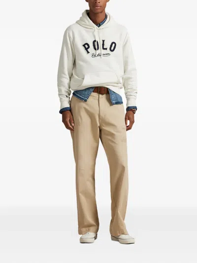 Polo Ralph Lauren Logo Hoodie In Neutral